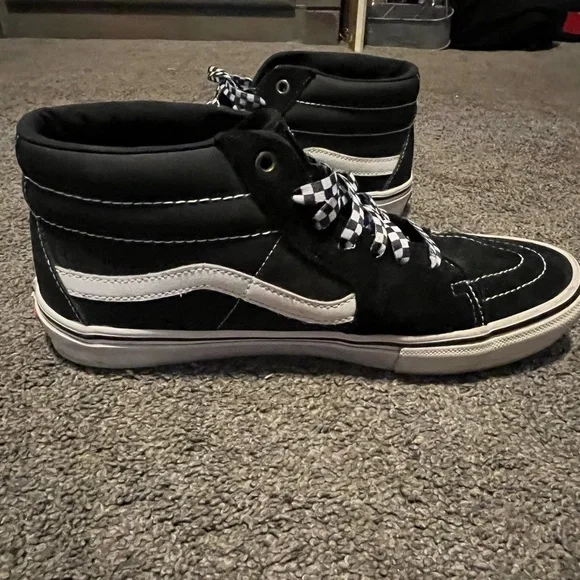 Black and White Vans Sk8 High-Top Sneakers - Picture 5 of 10